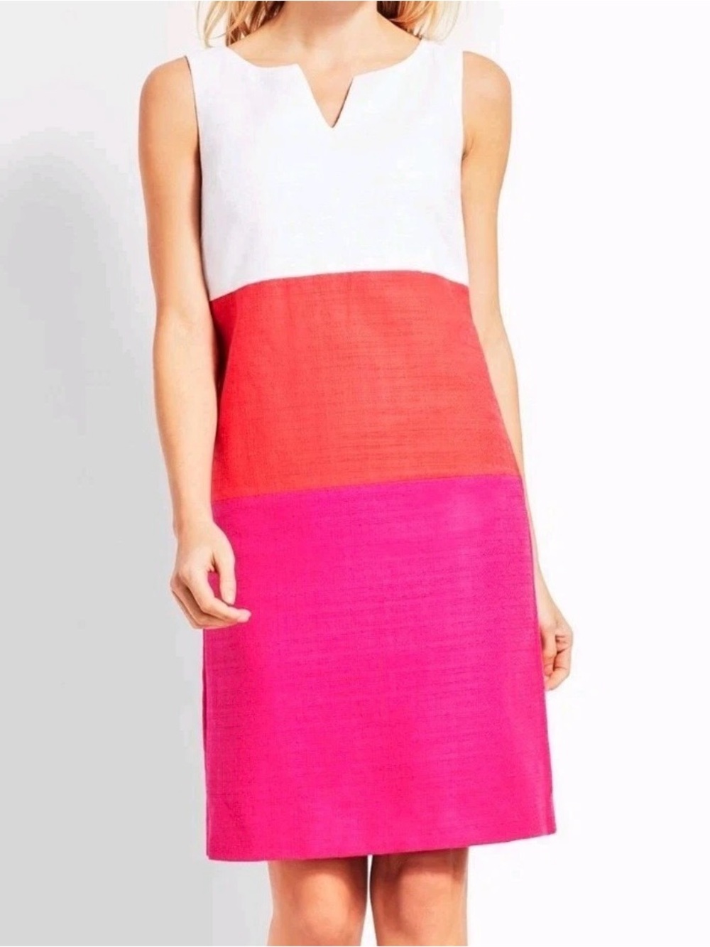 Talbots White, Red, and Pink Textured Dress - Petite - Picture 9 of 9